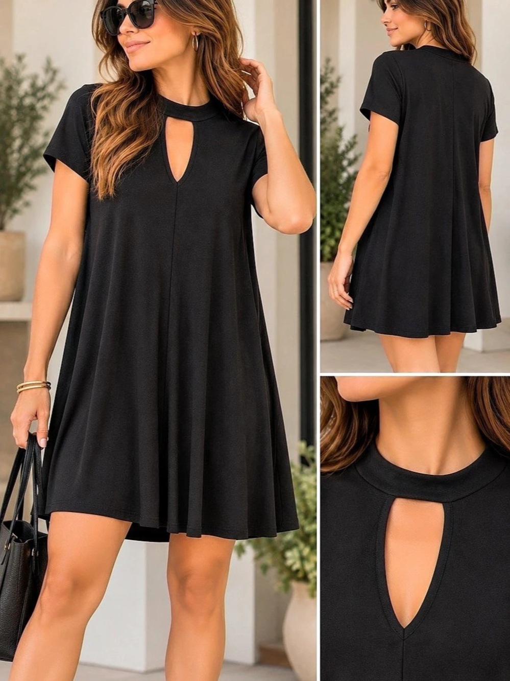 Soprano Black Mini Dress with Keyhole NWT